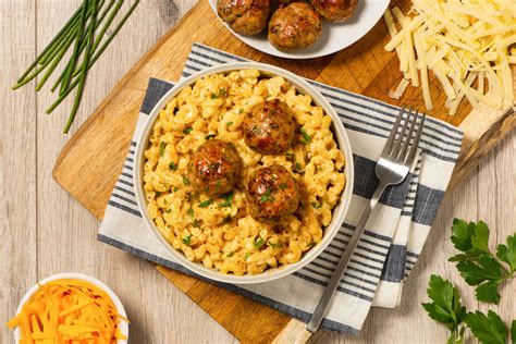 Smoked gouda lends meaty flavor (minus the meat) to mac and cheese. Deluxe Mac and Cheese with Ground Chicken Meatballs ...