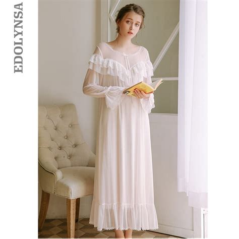 Buy 2019 New Sleepwear Women Home Wear Night Dress Vintage Princess Lace