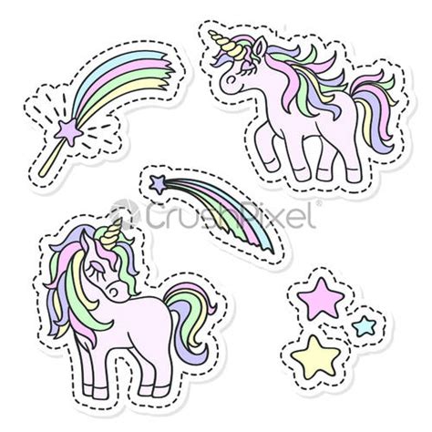 Unicorn And Rainbow Vector Sticker Set Stock Vector 2511879 Crushpixel