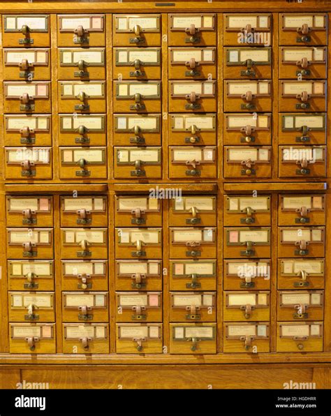 Antique Library Card Catalog Drawers Stock Photo Alamy