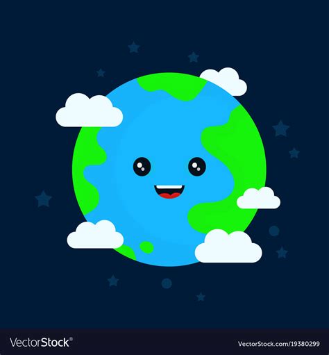 Happy Funny Cute Smiling Earth Character Vector Image