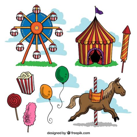 Hand Drawn Circus Things Pack Vector Premium Download