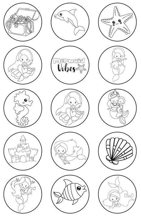 Colorable Stickers Color Your Own Stickers Mermaid Etsy