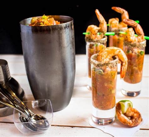 Spicy Bloody Mary Gazpacho And Shrimp Shooters No Spoon