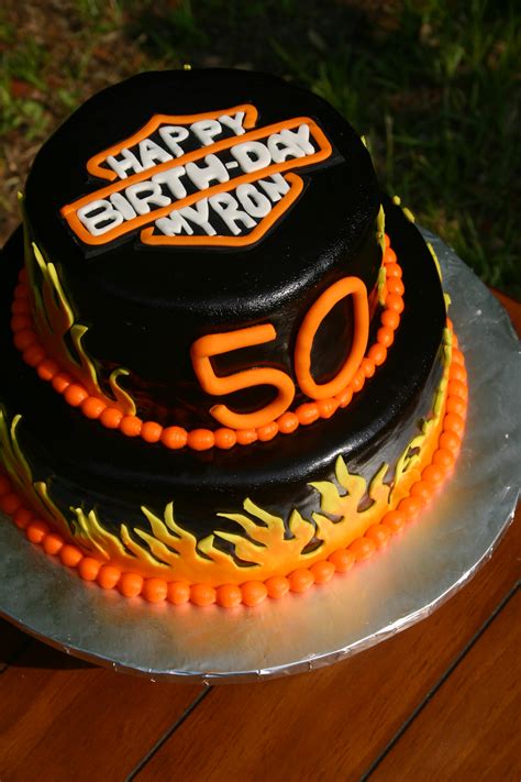 I was given a picture of the bike and asked to replicate it. Harley Davidson Birthday logo cake - Lolo's Cakes & Sweets