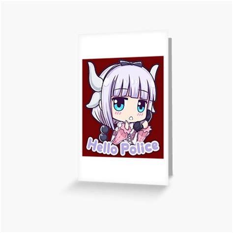 Kanna Dragon Maid Hello Police Dragon Maid Greeting Card For Sale