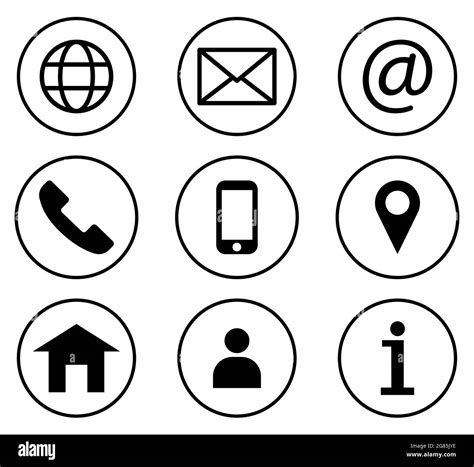 Contact Us Icon Set Line Art Style Phone Name Website Address