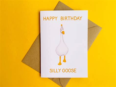 Silly Goose Birthday Card Untitled Goose Game Greetings Card Etsy Uk