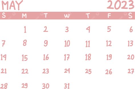 Calendario Rosa Mayo 2023 Png Rosado Calendario Mayo Png Y Psd Para