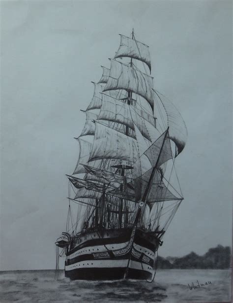 Amerigo Vespucci Sail Ship Real Italian Beauty Tall Ship Sketch