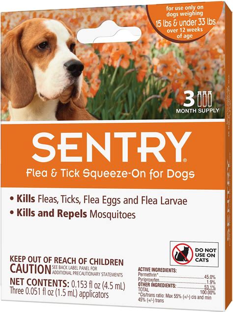 Sentry Flea And Tick Spot Treatment For Dogs 15 33 Lbs 3 Doses 3 Mos