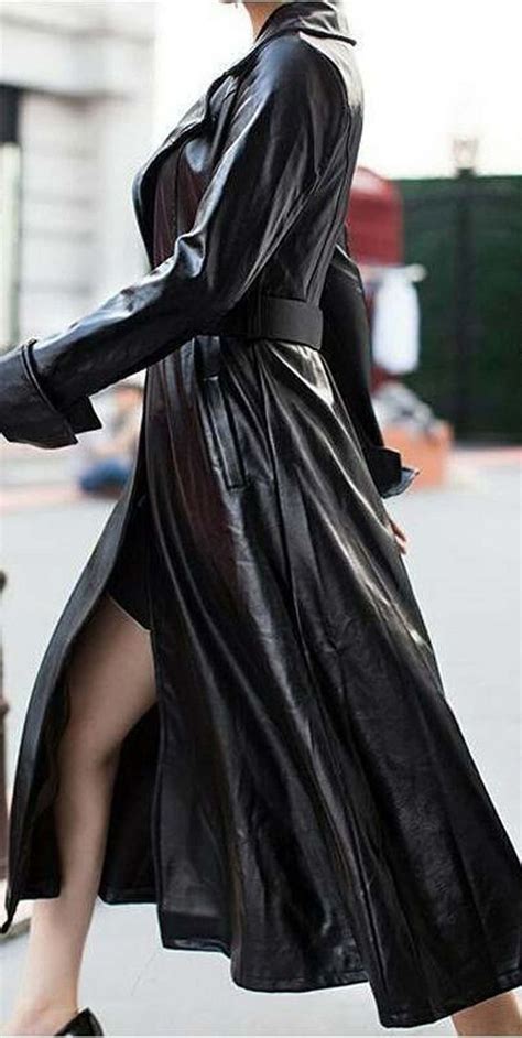 Noora New Heavy Black Leather Trench Coat Women S Genuine Lambskin Leather Trench Long Overcoat