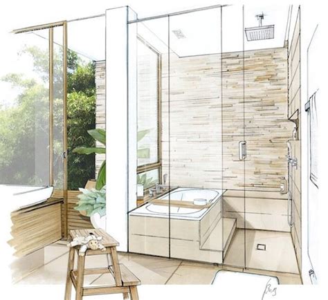 Bathroom Sketch Croquis Maison Architecte Interieur
