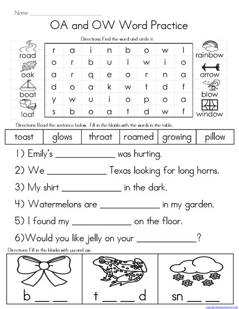 Teachers R Us Oa Ow Literacy Activities Bundle With Assessment