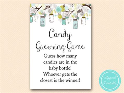Candy Guessing Game In Jar Rustic Mason Jars Baby Shower Magical