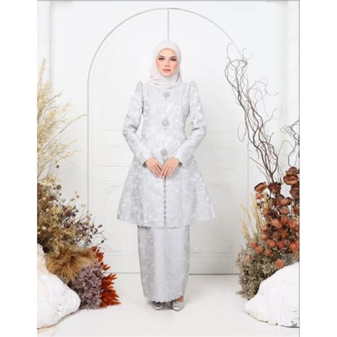 Baju Raya Hijabistahub Zehra Kebaya Size Xl Grey Shopee Malaysia