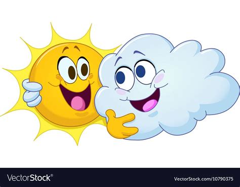 Hugging Sun And Cloud Royalty Free Vector Image Art Drawings For Kids