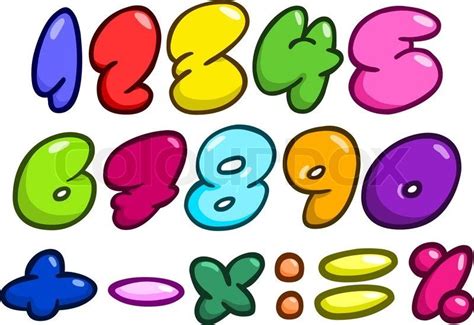 Stock Vector Of Comic Bubble Shaped Numbers And Math Symbols Set Writing Styles Fonts Bubble