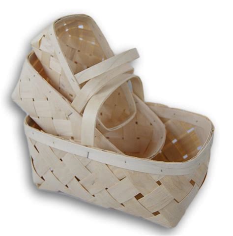 Sturdy Wood Woven Produce Basket Set Of 3 Garden Farm Fruit Vegetable Picking Country Baskets