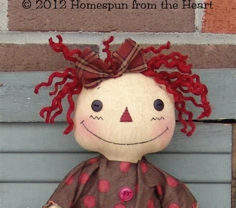 Primitive Cloth Doll Pattern Raggedy With Heart Valentine Etsy