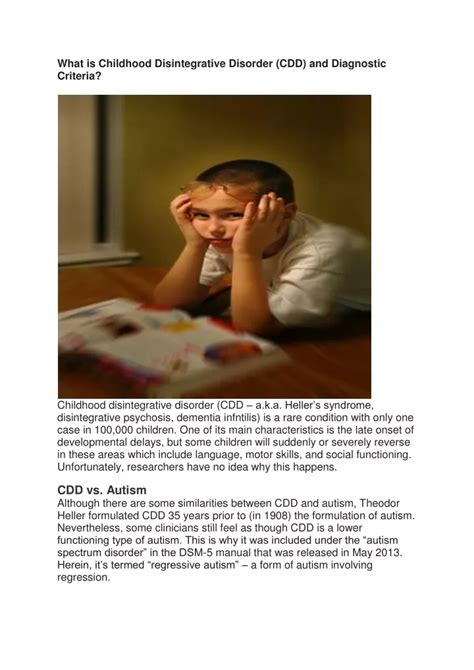 Ppt What Is Childhood Disintegrative Disorder Cdd And Diagnostic