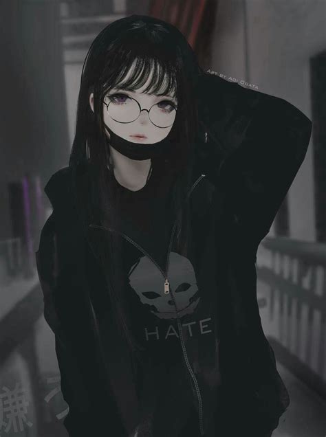 Black Hair Anime Girl With A Mask