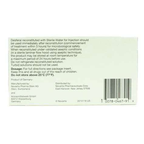 Desferal Powder 500mgvial 4 Vialstray Mcguff Medical Products