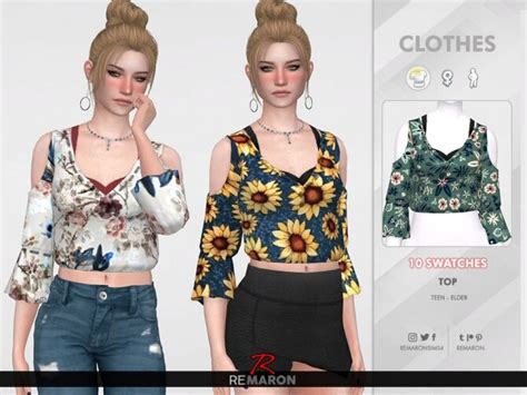 Floral Blouse For Women 02 By Remaron At Tsr Sims 4 Updates