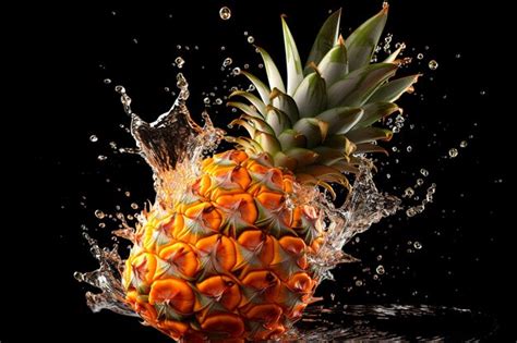 Premium Ai Image Pineapple Photo With Water Splash