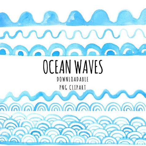 Waves Clipart Ocean Clipart Nautical Clipart Watercolour Wave Clipart