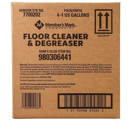 Members Mark Commercial Floor Cleaner And Degreaser 1 Gal 4pk