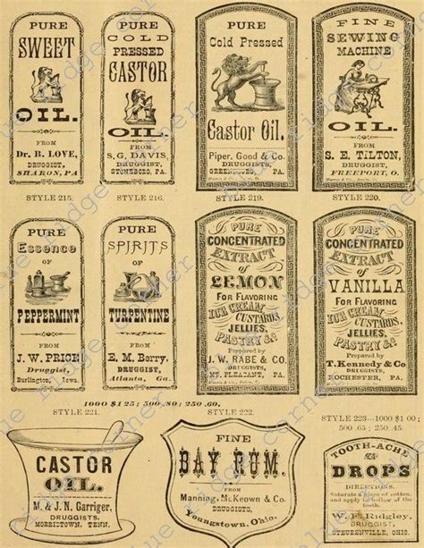 Vintage Antique Medicine Druggist Pharmacy Labels Digital Collage