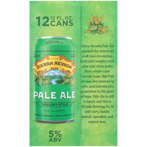 Sierra Nevada Draught Style Pale Ale Beer 12 Cans 12 Fl Oz Smiths