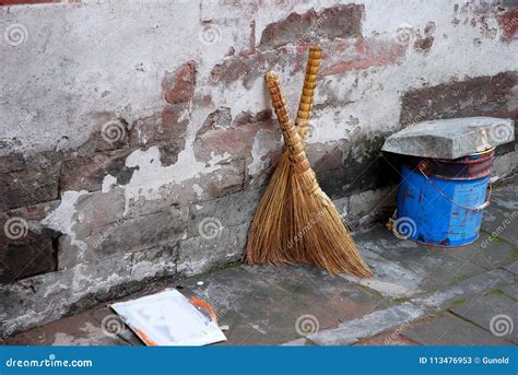 Chinese Straw Brooms Stock Image Image Of Dirty Rustic 113476953