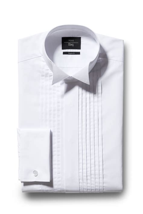 Regular Fit White Wing Collar Pleat Dress Shirt Buy Online At Moss