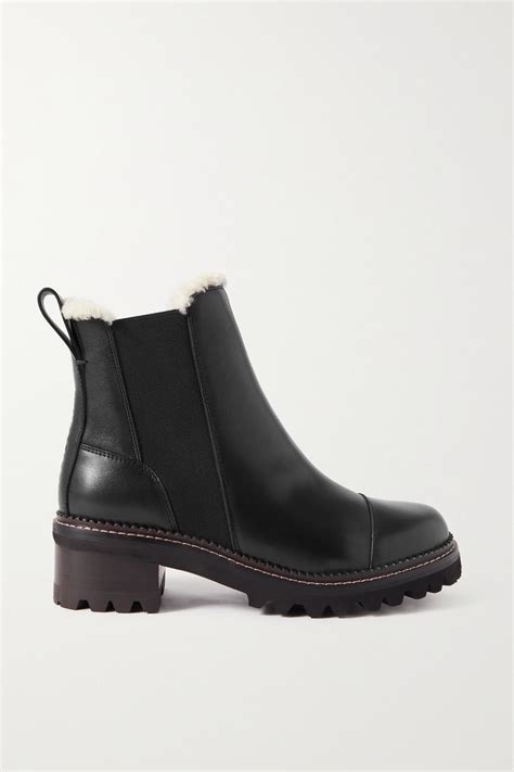 See By Chloé Mallory Shearling Lined Leather Chelsea Boots In Black Lyst