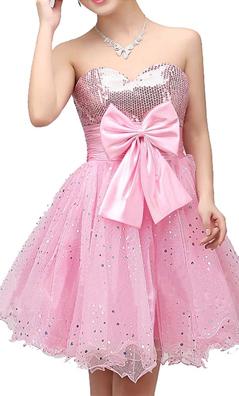 Pink Prom Dresses Short Sparkle Sequin Graduation Dress Birthday Party