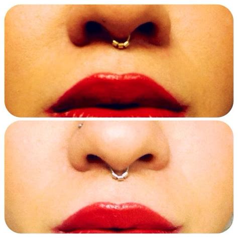 Gold And Silver Beaded Faux Septum Ring Set By Shopcannabella Faux