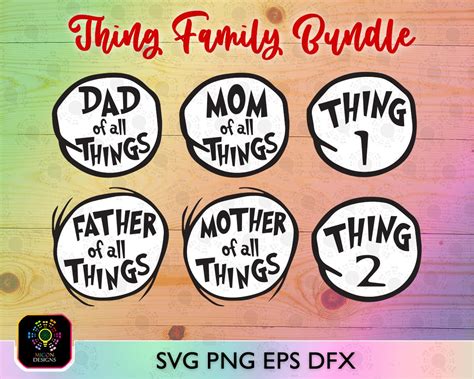 Thing Family Svg Thing 1 Thing 2 SVG Dad of all Things Mom | Etsy