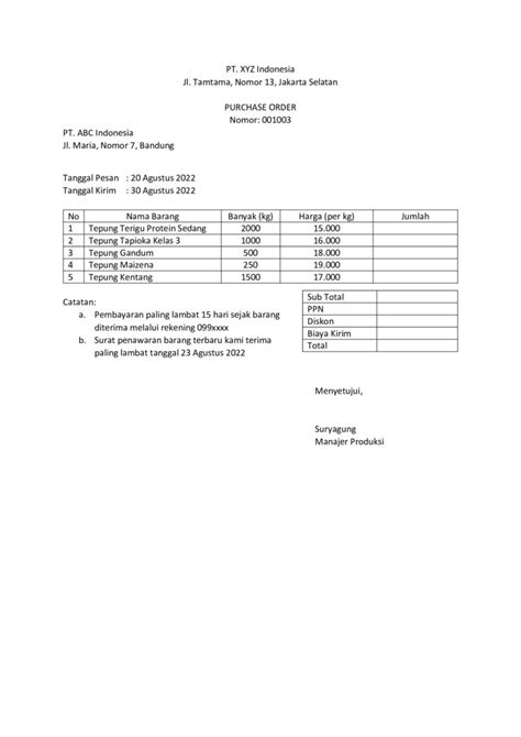 Fungsi Dan Contoh Membuat Purchase Order Dalam Perusahaan