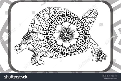 Drawing Zentangle Turtle Coloring Page Shirt Stock Vector Royalty Free