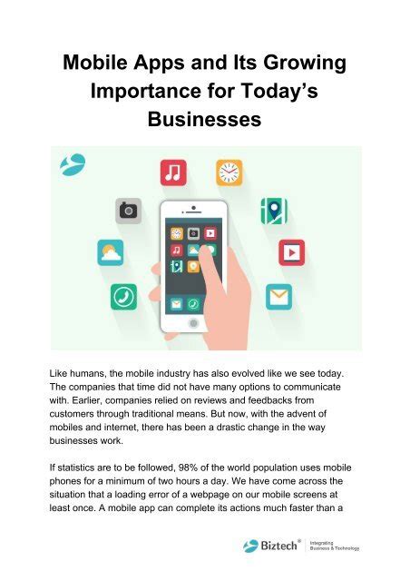 Mobile Apps And Its Growing Importance For Todays Businesses