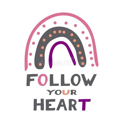 Abstract Boho Rainbow And Follow Your Heart Text Lettering Poster