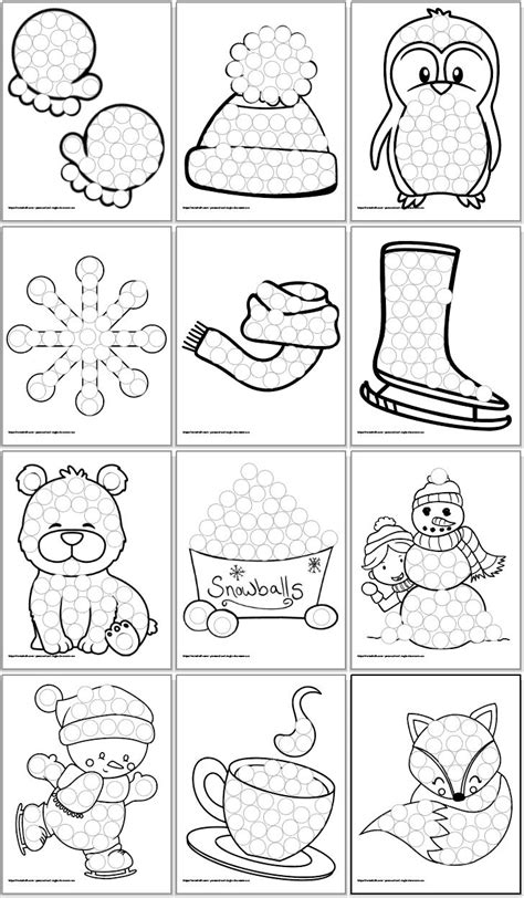 Free Printable Winter Do A Dot Marker Pages Winter Crafts Preschool