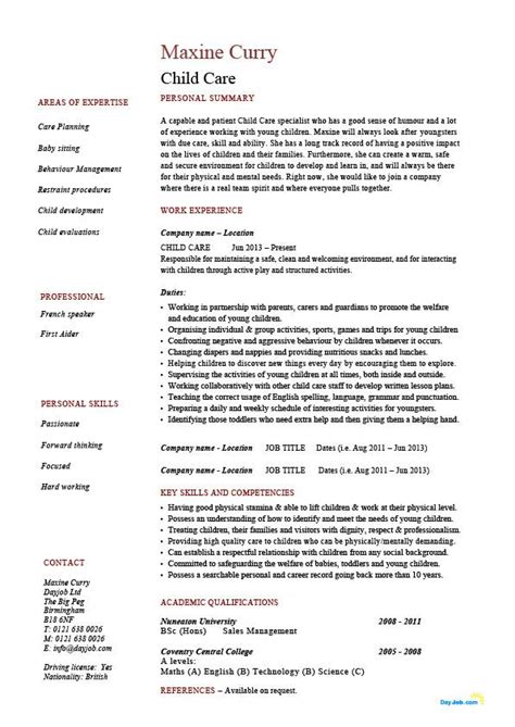 Based on our collection of example resumes, essential babysitter skills are childhood education training, the. Child care resume, children, sample, template, job ...