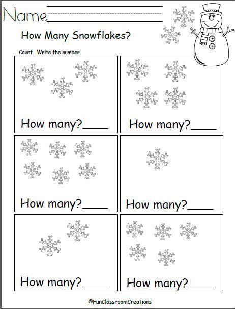 How Many Snowflakes? - Made By Teachers | Winter math worksheets