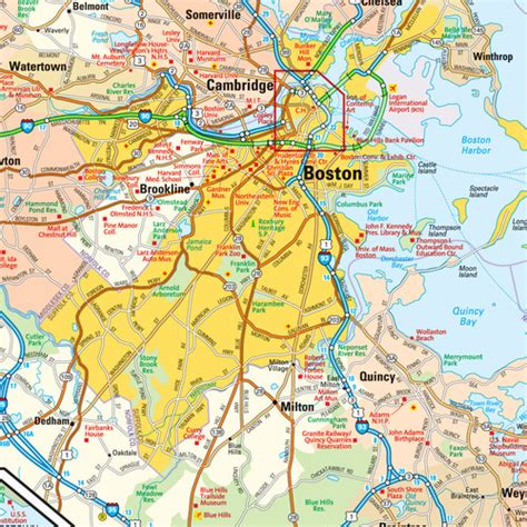 Boston Massachusetts Wall Map