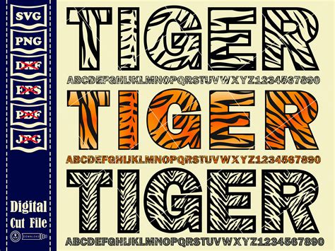 Tiger Font Svg 1 Tiger Alphabet Svg Tiger Numbers Svg Etsy