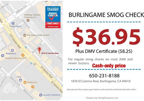 Save money with your next smog check at our star station in fullerton, ca. Smog Check Near me - $36.95 Smog Check Coupon | Burlingame ...
