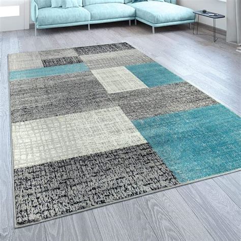 Amazon De Paco Home Designer Wohnzimmer Teppich Modern Kurzflor Karo